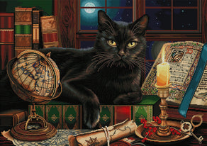 Diamond Painting Black Cat by Candlelight 39.0" x 27.6″ (99cm x 70cm) / Square with 52 Colors including 2 ABs / 108,583