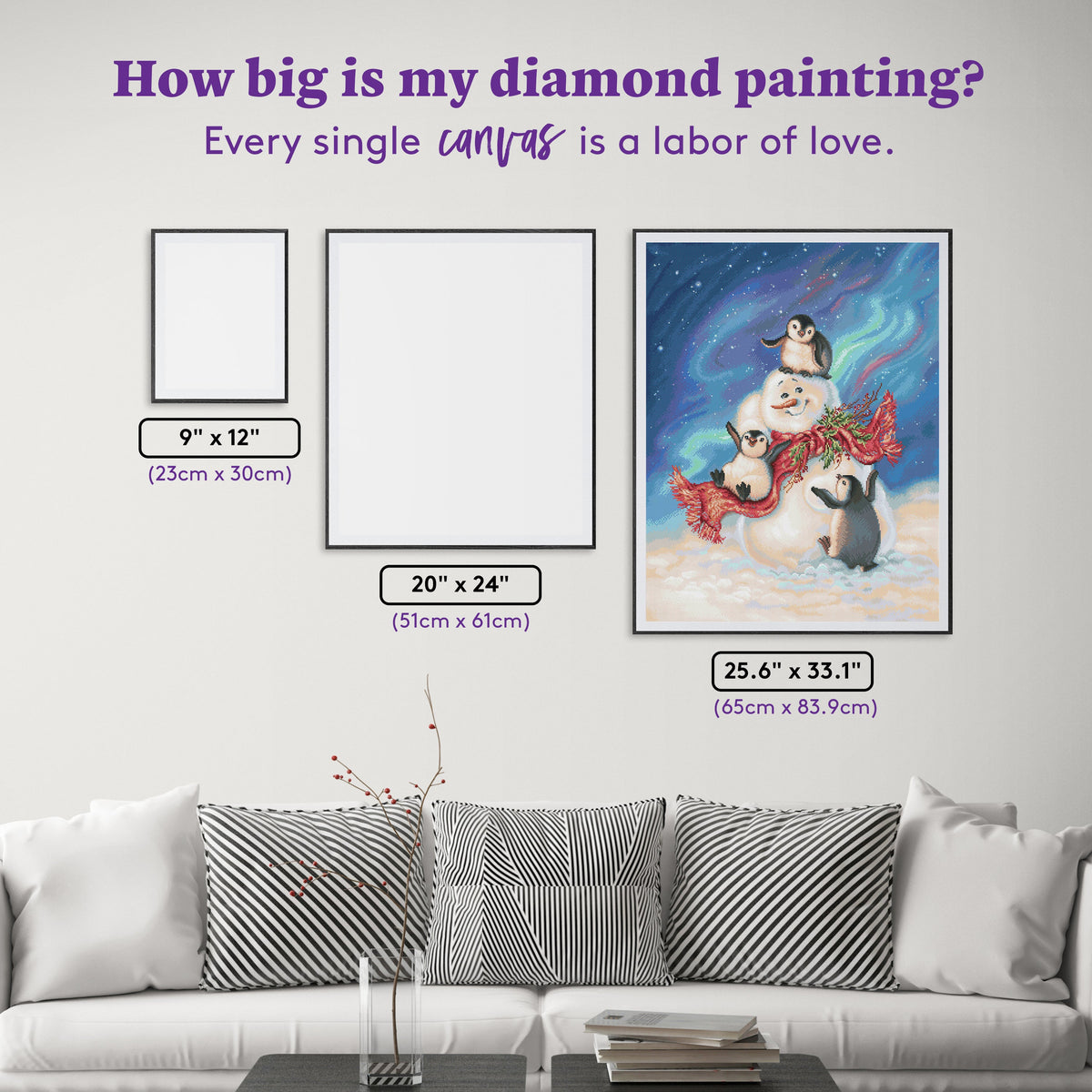 Diamond Painting Blizzard Buddies 25.6" x 33.1" (65cm x 83.9cm) / Square with 61 Colors including 1 AB and 3 Fairy Dust Diamonds / 87,957