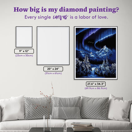 Diamond Painting Blue Aurora Falls 27.6" x 34.3" (69.9cm x 86.9cm) / Square with 25 Colors including 2 ABs and 1 Iridescent Diamond and 1 Fairy Dust Diamond / 98,069