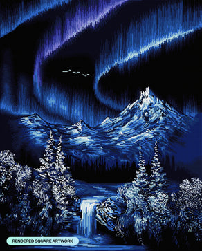 Diamond Painting Blue Aurora Falls 27.6" x 34.3" (69.9cm x 86.9cm) / Square with 25 Colors including 2 ABs and 1 Iridescent Diamond and 1 Fairy Dust Diamond / 98,069