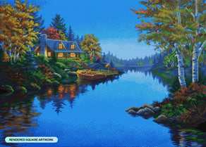 Diamond Painting Blue Lake Paradise 38.6" x 27.6" (98cm x 70cm) / Square with 58 Colors including 4 Fairy Dust Diamonds / 110,433