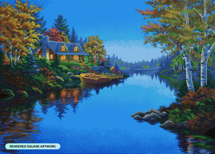 Diamond Painting Blue Lake Paradise 38.6" x 27.6" (98cm x 70cm) / Square with 58 Colors including 4 Fairy Dust Diamonds / 110,433