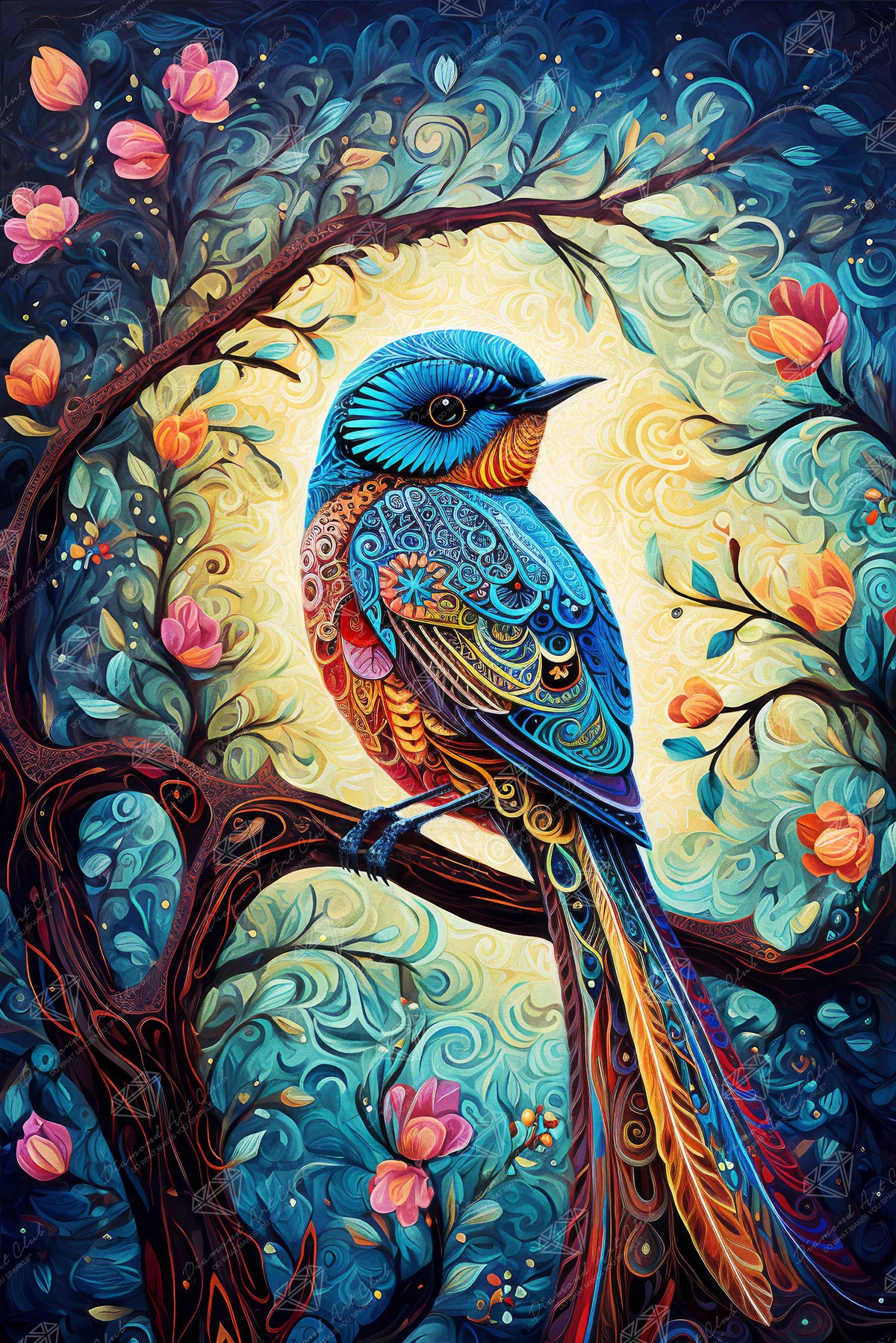 Diamond Painting Bluebird of Happiness 27.6" x 41.3" (69.9cm x 104.8cm) / Square with 61 Colors including 3 ABs and 3 Fairy Dust Diamonds / 118,301