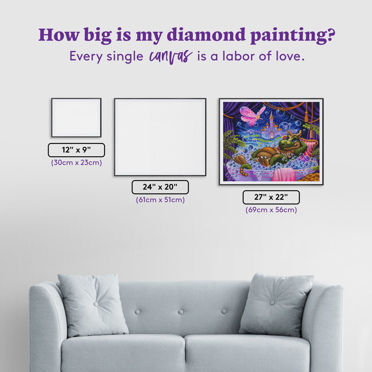 Diamond Painting Bubble Fairies 27" x 22″ (69cm x 56cm) / Square with 52 Colors including 2 ABs / 60,382