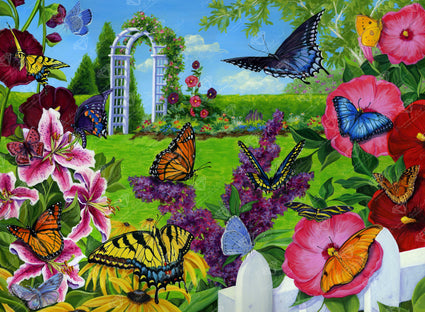 Diamond Painting Butterflies in the Garden 30" x 22" (76cm x 56cm) / Square with 47 Colors including 4 ABs / 66,521