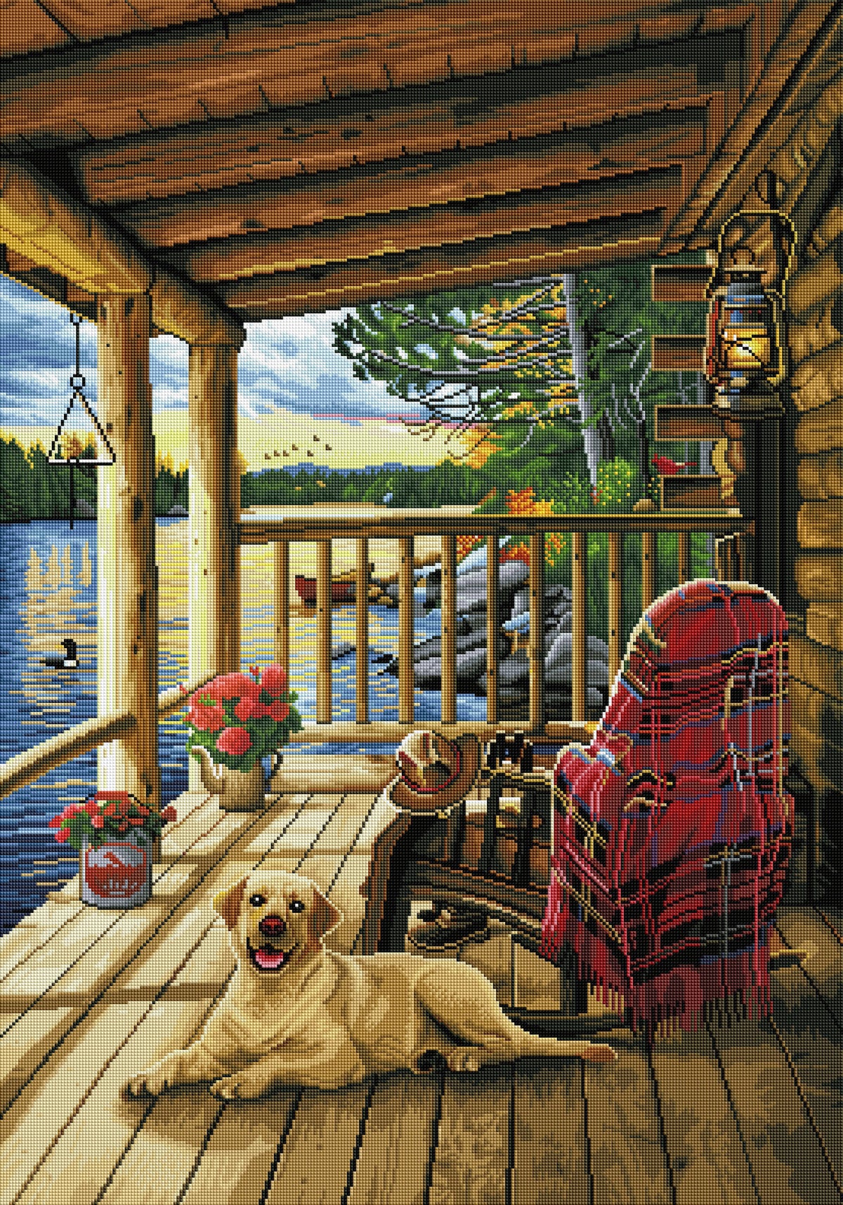 Diamond Painting Cabin Porch 27.6" x 39.4" (70cm x 100cm) / Square with 52 Colors including 6 ABs / 109,692