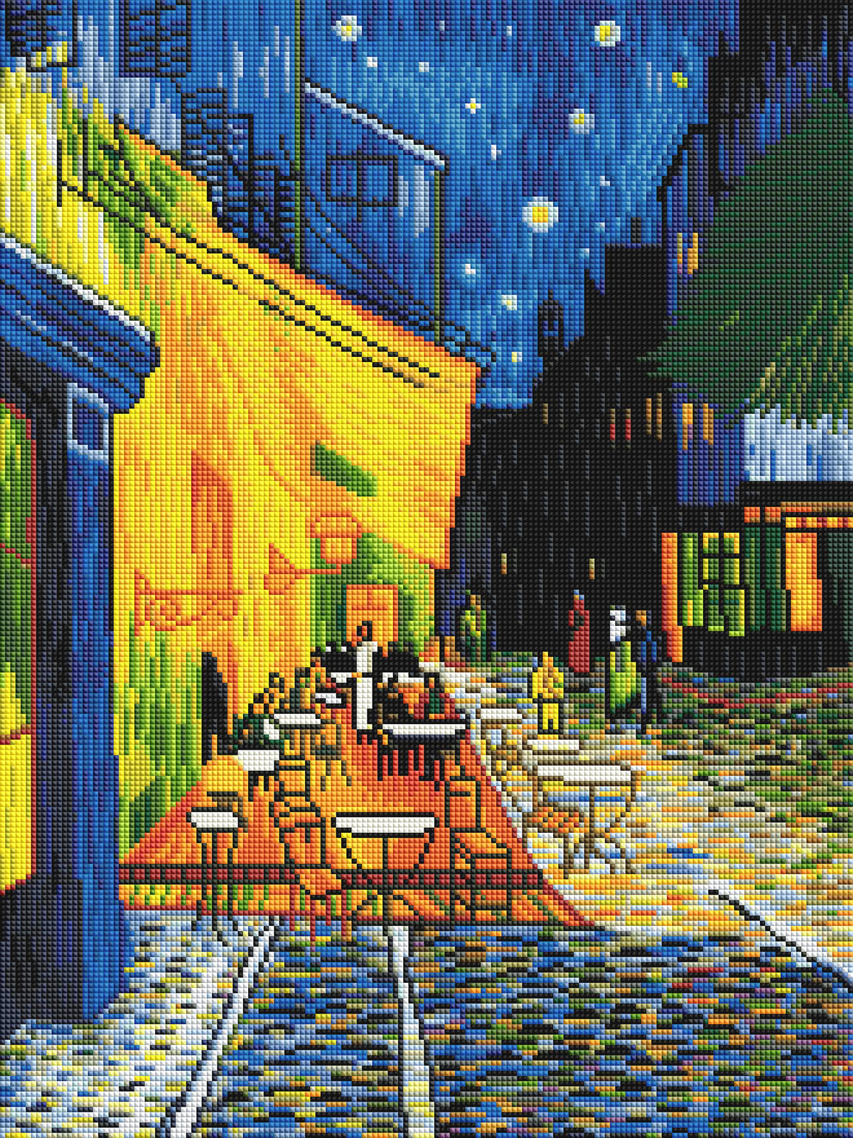 Diamond Painting Café Terrace at Night 16.5" x 22.4″ (42cm x 56cm) / Square With 41 Colors Including 3 ABs / 36,800