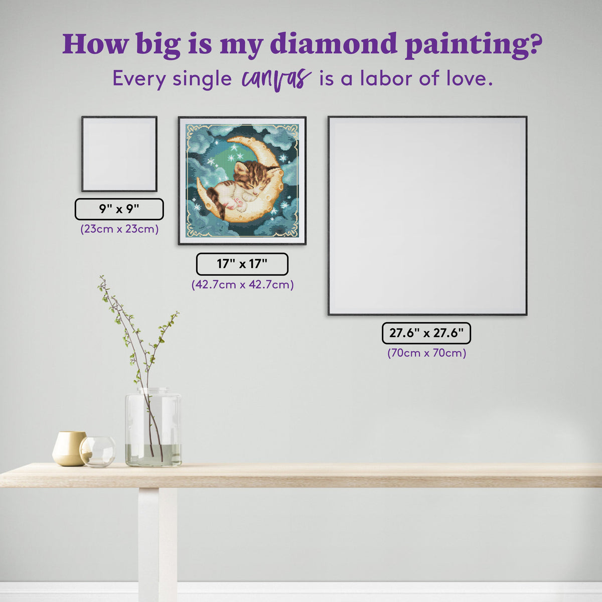 Diamond Painting Cancer Zodiac Kitten 17" x 17" (42.7cm x 42.7cm) / Round with 36 Colors including 1 AB and 3 Fairy Dust Diamonds / 24,025