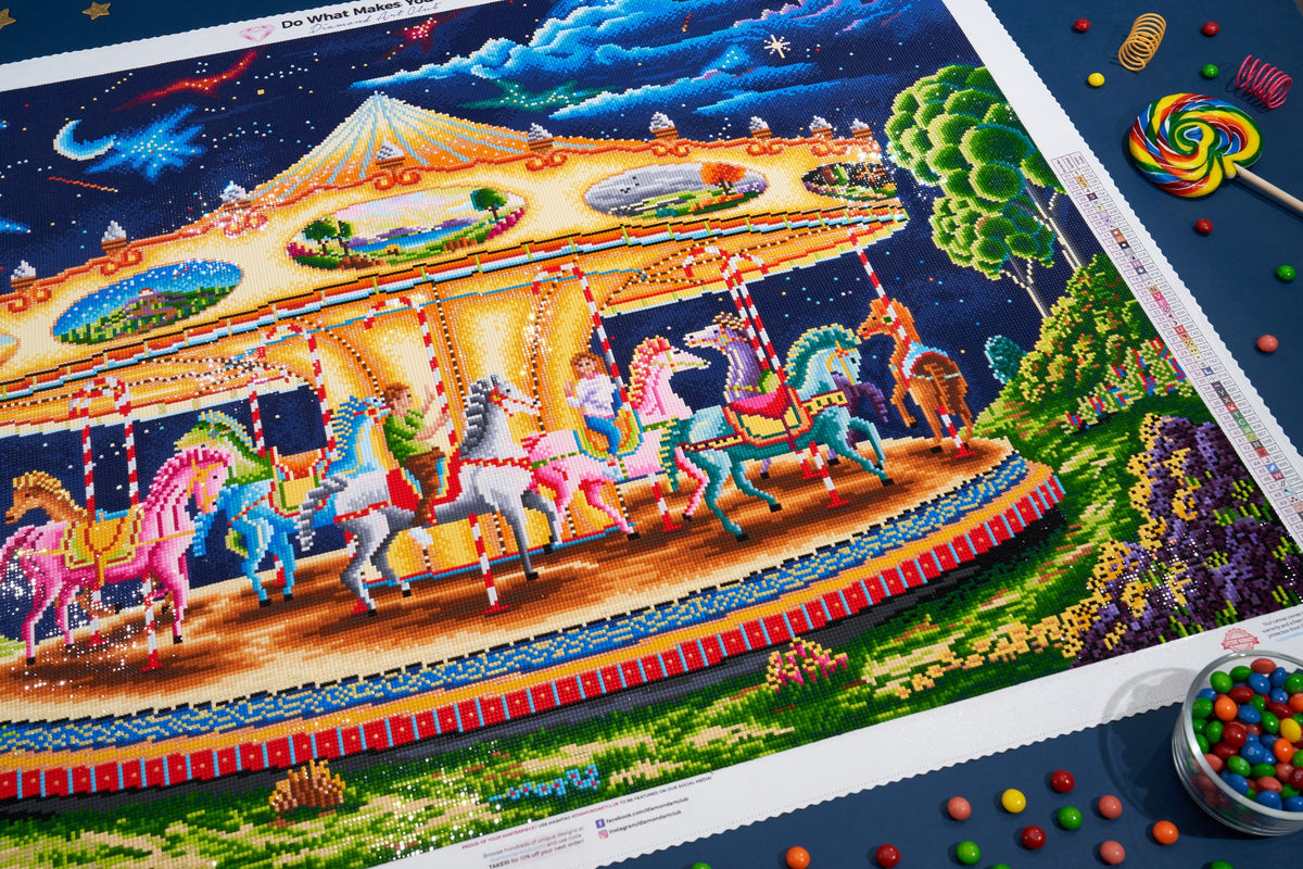 Diamond Painting Carousel Dreams 36.6" x 27.6" (93cm x 70cm) / Square with 59 Colors including 4 ABs / 104,813