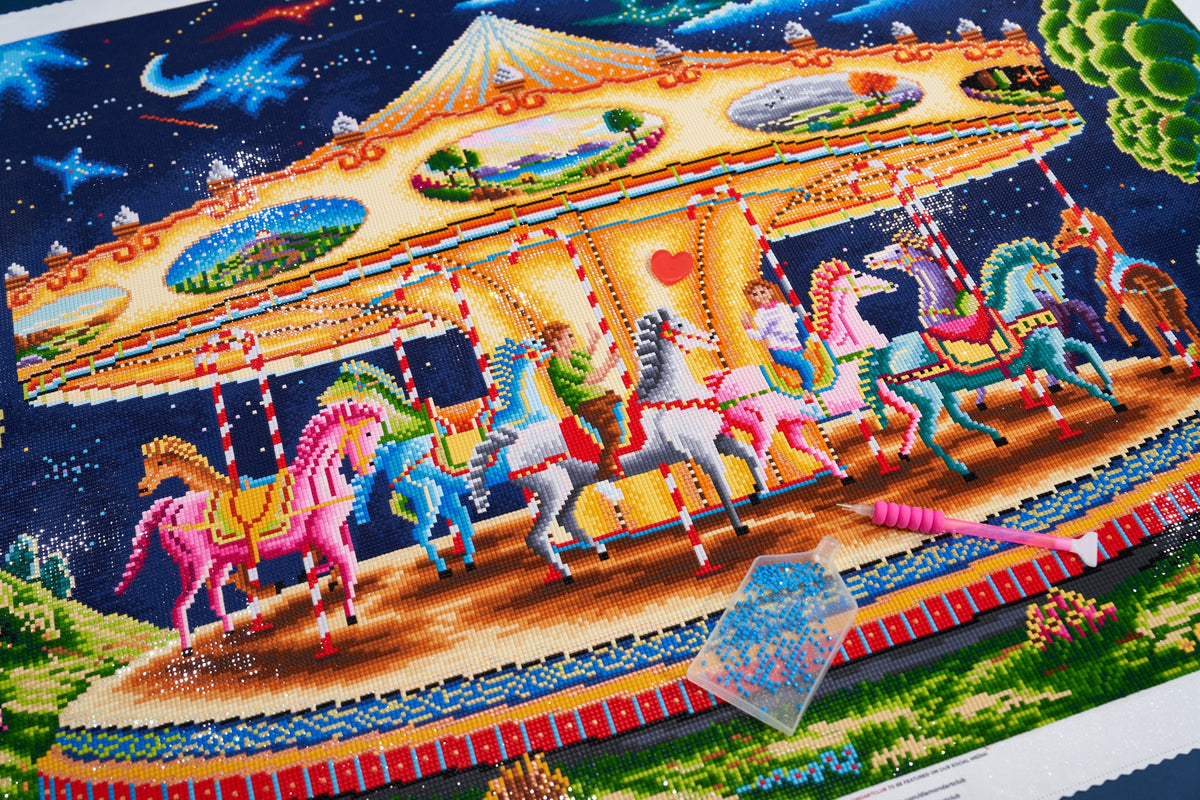 Diamond Painting Carousel Dreams 36.6" x 27.6" (93cm x 70cm) / Square with 59 Colors including 4 ABs / 104,813