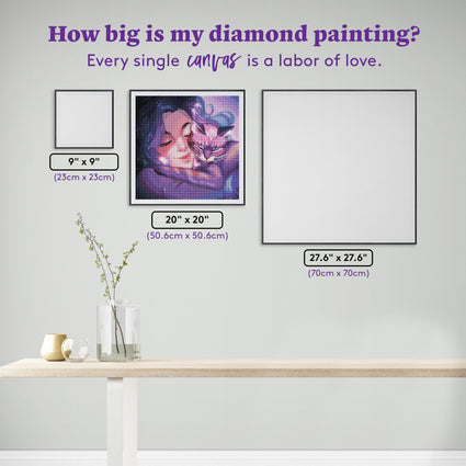 Diamond Painting Cat Comforts 20" x 20" (50.6cm x 50.6cm) / Round with 51 Colors including 2 ABs and 2 Fairy Dust Diamonds and 1 Iridescent Diamond / 33,856