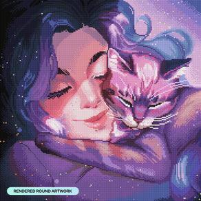 Diamond Painting Cat Comforts 20" x 20" (50.6cm x 50.6cm) / Round with 51 Colors including 2 ABs and 2 Fairy Dust Diamonds and 1 Iridescent Diamond / 33,856