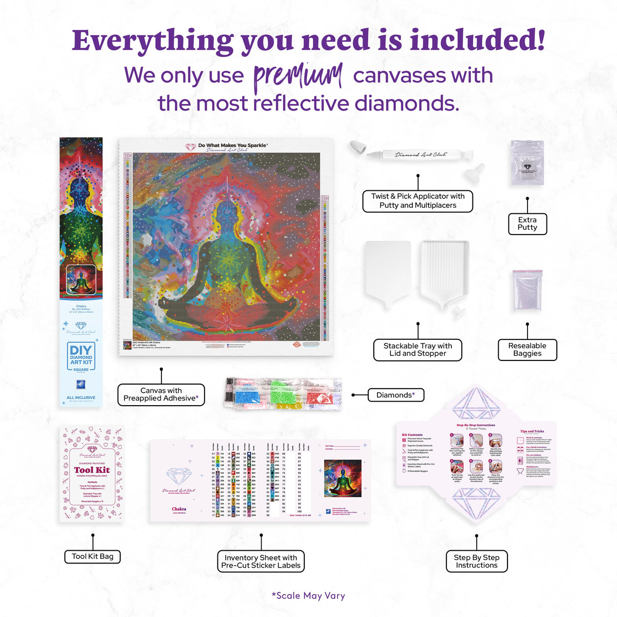 Diamond Painting Chakra 22" x 22″ (56cm x 56cm) / Square with 64 Colors including 5 ABs / 48,841