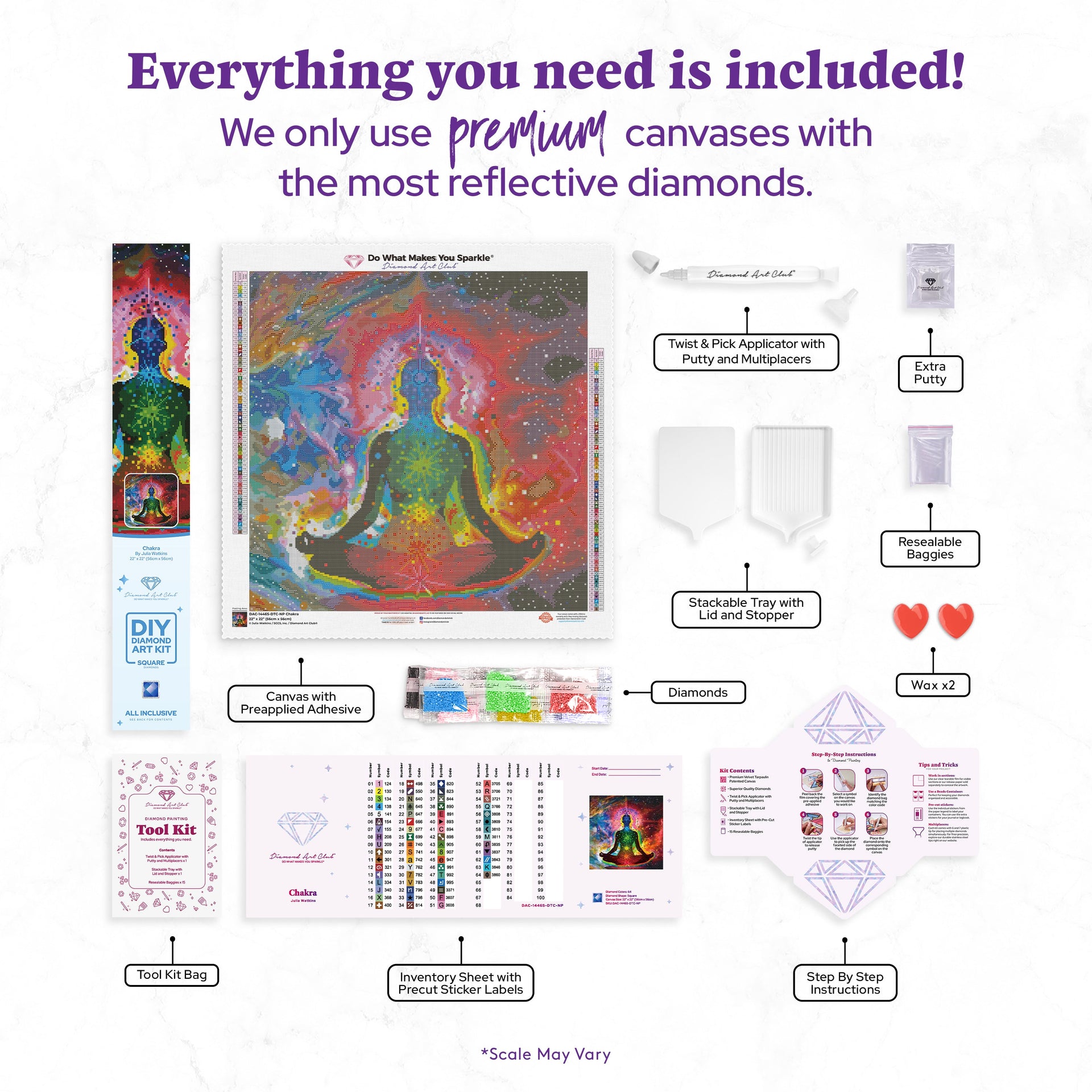 Diamond Painting Chakra 22" x 22″ (56cm x 56cm) / Square with 64 Colors including 5 ABs / 48,841