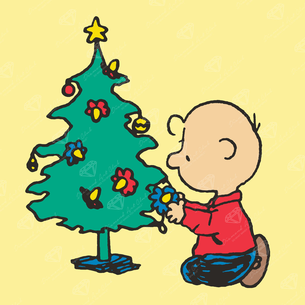 Diamond Painting Charlie Brown's Christmas Tree 9" x 9" (22.8cm x 22.8cm) / Round With 8 Colors including 2 ABs / 6,889