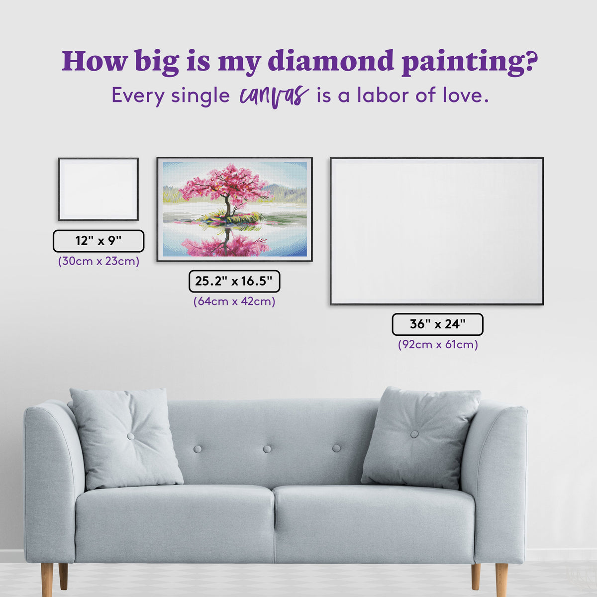 Diamond Painting Cherry Blossom Reflection 16.5" x 25.2″ (42cm x 64cm) / Round With 39 Colors Including 3 ABs / 33,448