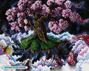 Diamond Painting Cherry Blossom Tree 34.6" x 27.6" (88cm x 70cm) / Square with 59 Colors including 3 ABs and 1 Electro Diamond and 3 Fairy Dust Diamonds / 99,193