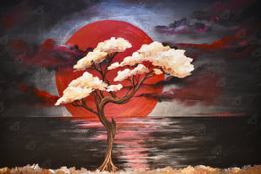 Diamond Painting Cherry Tree 30" x 20″ (76cm x 51cm) / Round with 47 Colors including 2 ABs / 49,051