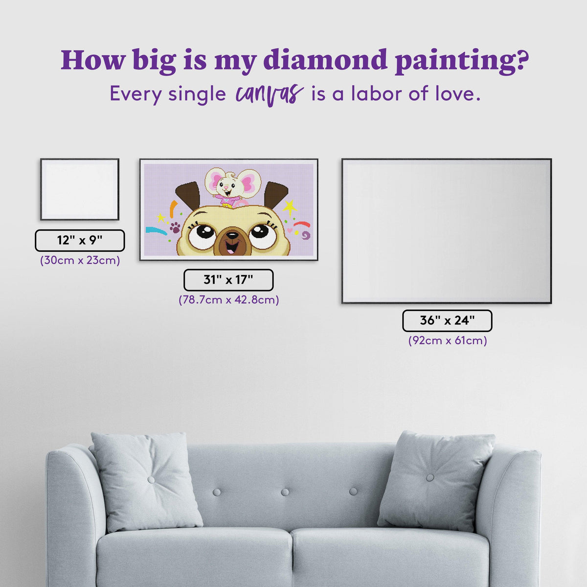 Diamond Painting Chip and Potato 31" x 17" (78.7cm x 42.8cm) / Square with 31 Colors including 1 AB Diamonds and 2 Fairy Dust Diamonds / 54,352