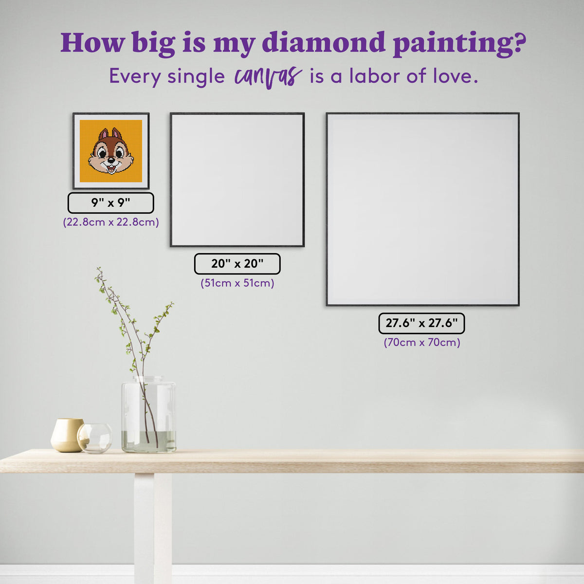 Diamond Painting Chip 9" x 9" (22.8cm x 22.8cm) / Round with 8 Colors including 1 Fairy Dust Diamond / 6,889