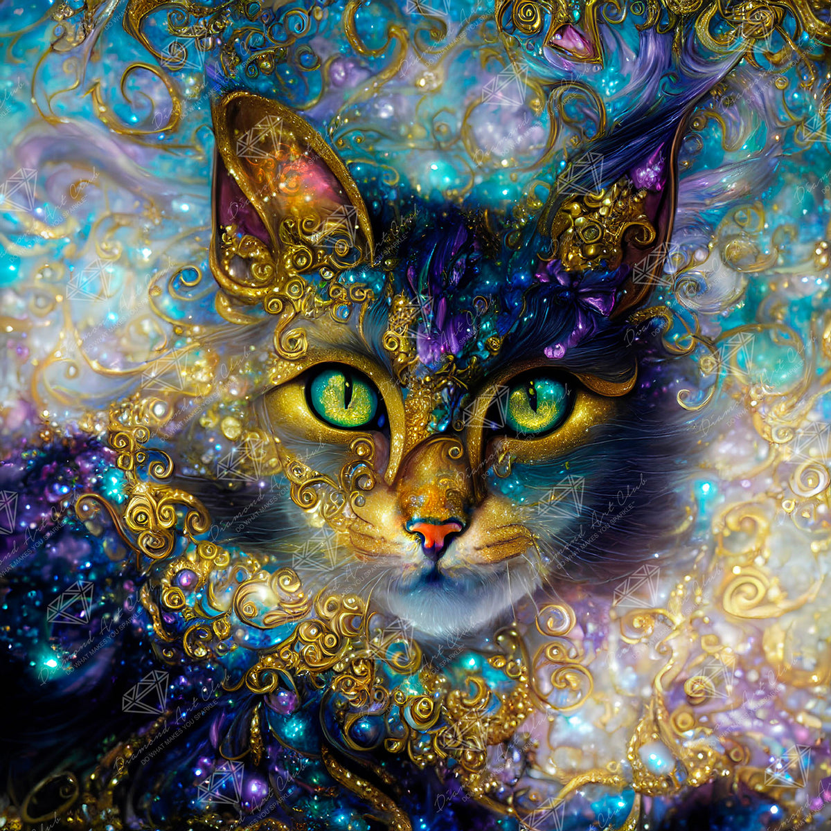 Diamond Painting Chloe the Maine Coon Glitter Cat 27.6" x 27.6" (69.9cm x 69.9cm) / Square with 74 Colors including 1 AB and 6 Fairy Dust Diamonds / 78,961