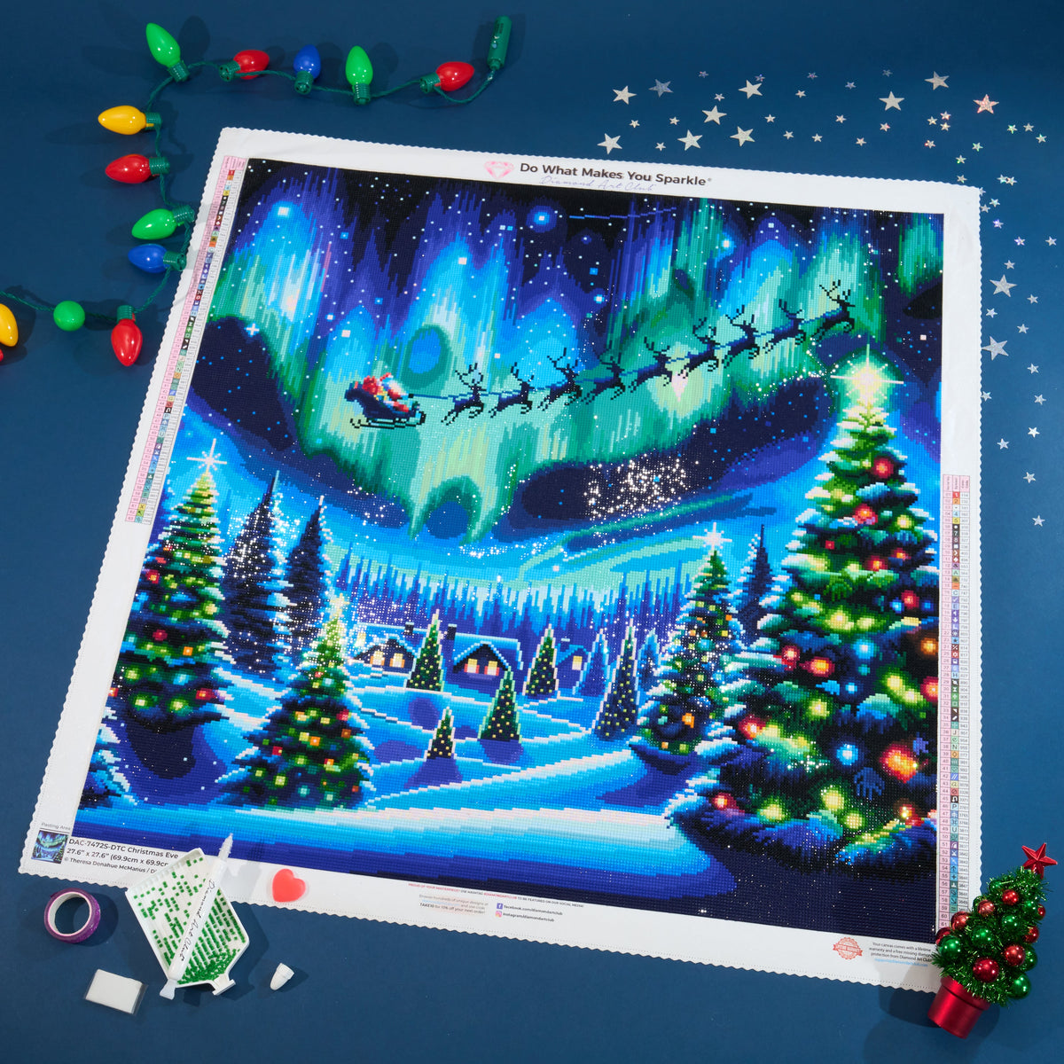 Diamond Painting Christmas Eve 27.6" x 27.6" (69.9cm x 69.9cm) / Square with 63 Colors including 3 ABs and 3 Fairy Dust Diamonds / 78,961