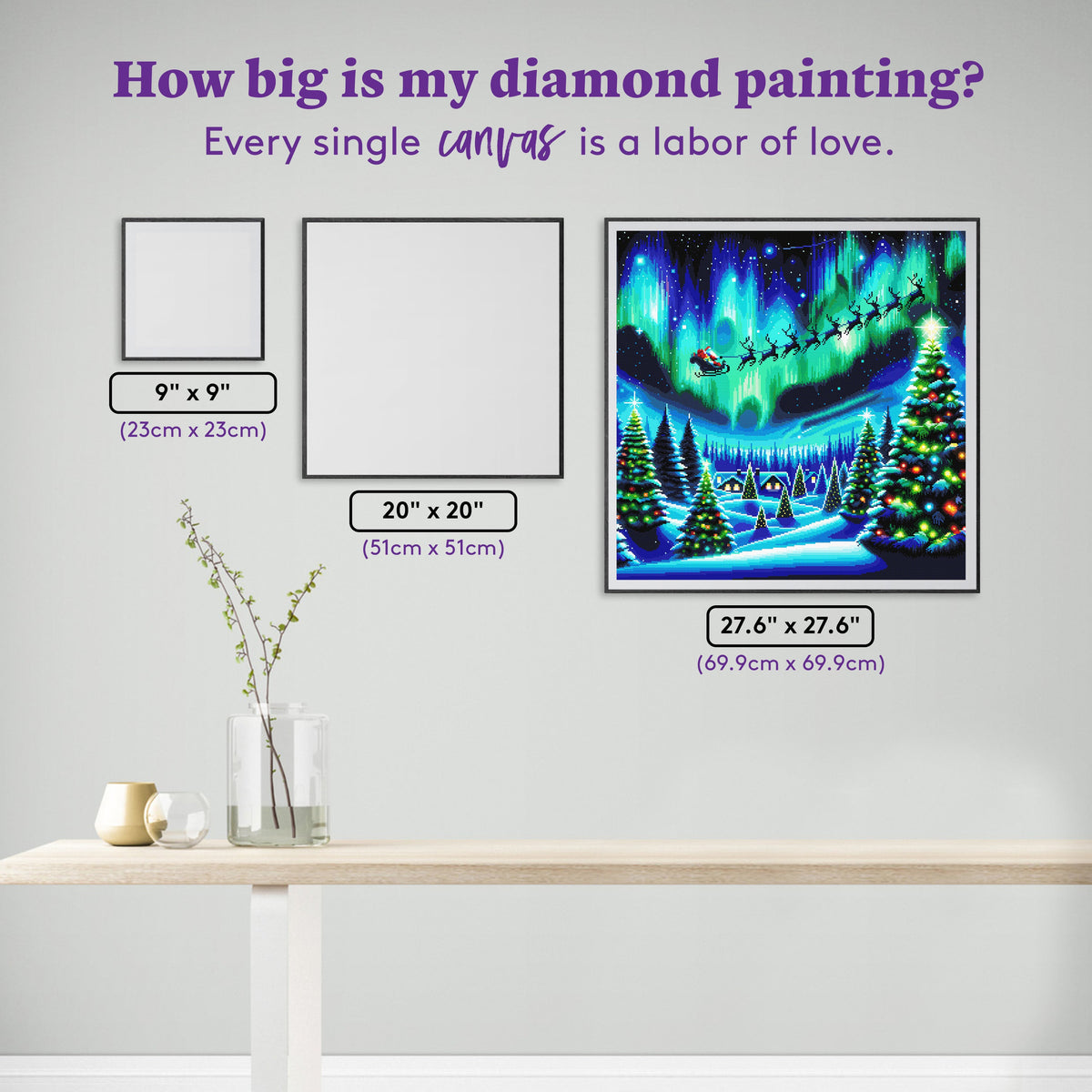 Diamond Painting Christmas Eve 27.6" x 27.6" (69.9cm x 69.9cm) / Square with 63 Colors including 3 ABs and 3 Fairy Dust Diamonds / 78,961