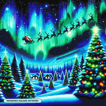 Diamond Painting Christmas Eve 27.6" x 27.6" (69.9cm x 69.9cm) / Square with 63 Colors including 3 ABs and 3 Fairy Dust Diamonds / 78,961