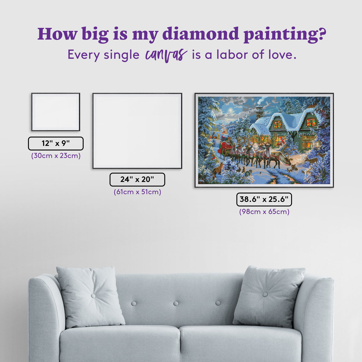 Diamond Painting Christmas Magic 38.6" x 25.6" (98cm x 65cm) / Square with 59 Colors including 4 ABs / 99,716