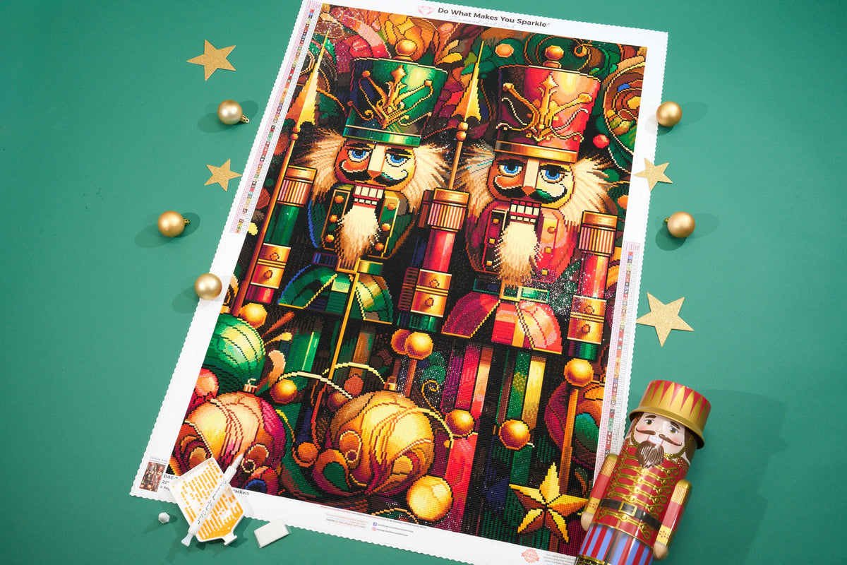 Diamond Painting Christmas Nutcrackers 22" x 33" (55.8cm x 83.6cm) / Square with 71 Colors including 2 ABs and 3 Fairy Dust Diamonds / 75,264