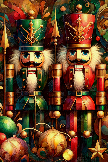 Diamond Painting Christmas Nutcrackers 22" x 33" (55.8cm x 83.6cm) / Square with 71 Colors including 2 ABs and 3 Fairy Dust Diamonds / 75,264