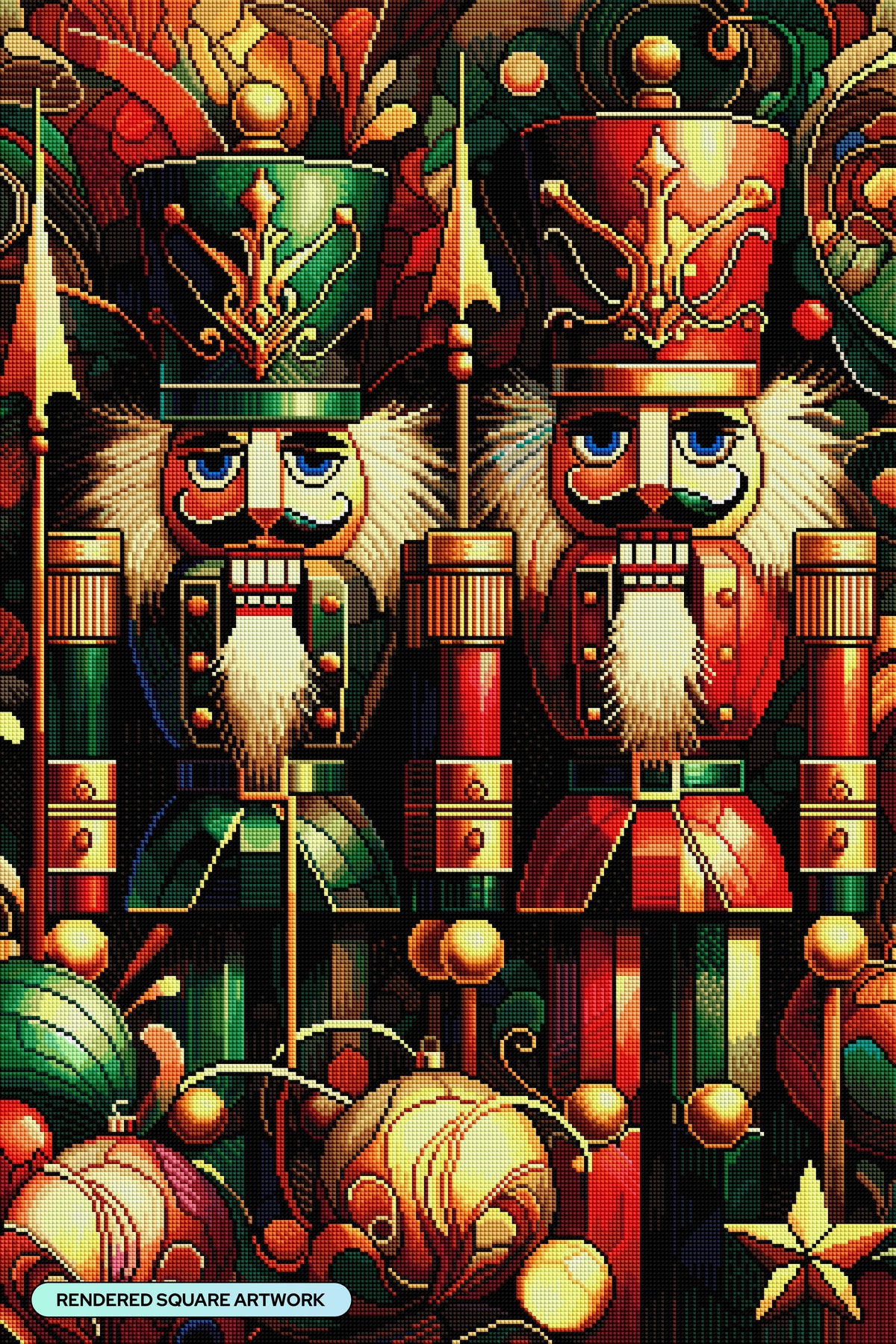 Diamond Painting Christmas Nutcrackers 22" x 33" (55.8cm x 83.6cm) / Square with 71 Colors including 2 ABs and 3 Fairy Dust Diamonds / 75,264