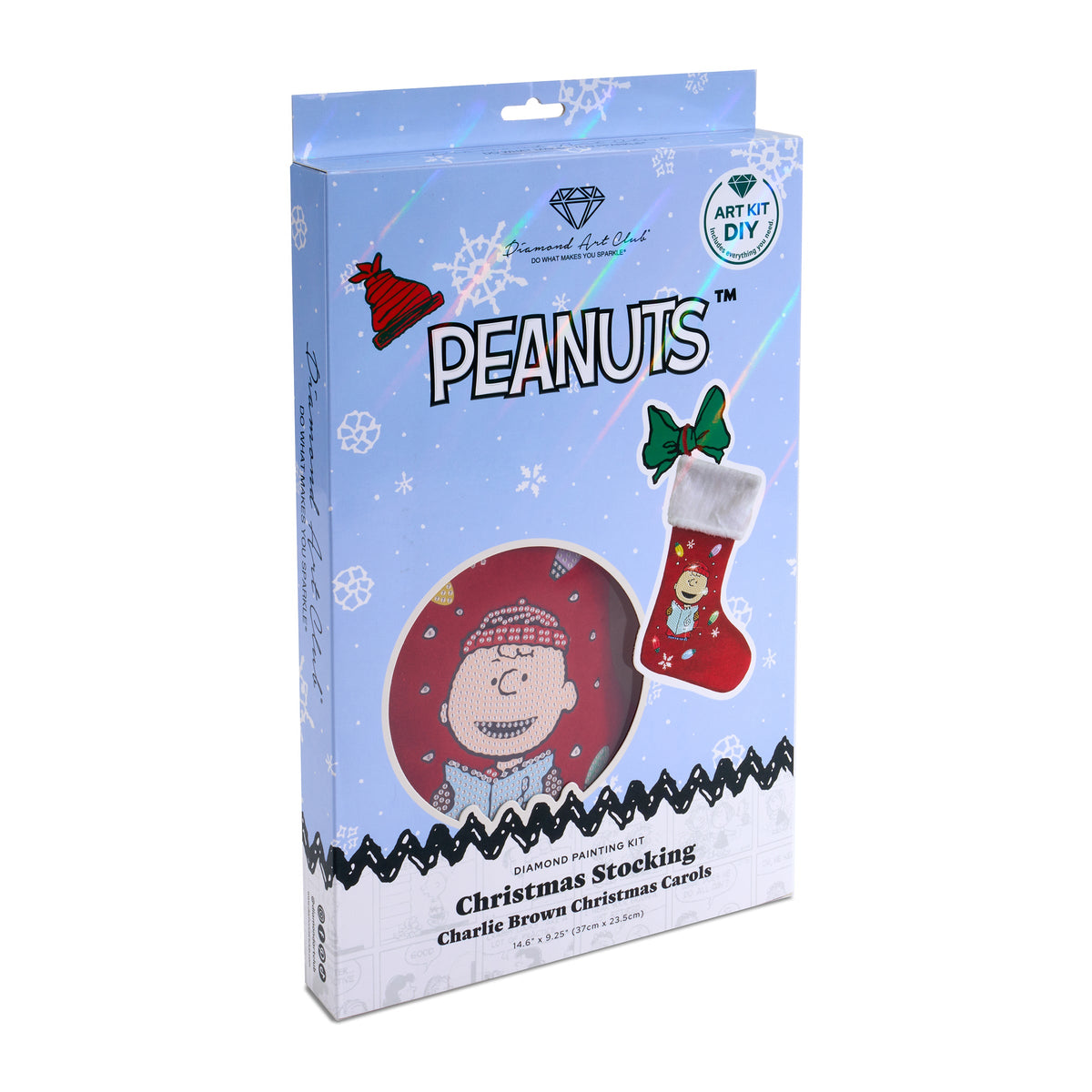 Diamond Painting Christmas Stocking - Charlie Brown Christmas Carols 9.45" x 14.6" (24cm x 37cm) / Round with 13 Colors / 745