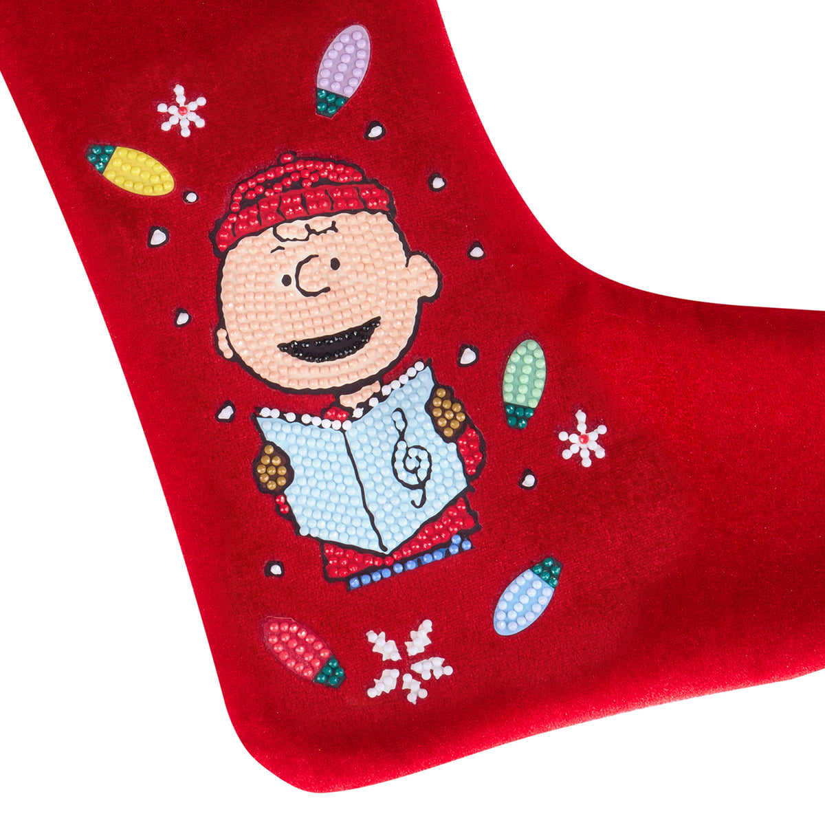 Diamond Painting Christmas Stocking - Charlie Brown Christmas Carols 9.45" x 14.6" (24cm x 37cm) / Round with 13 Colors / 745