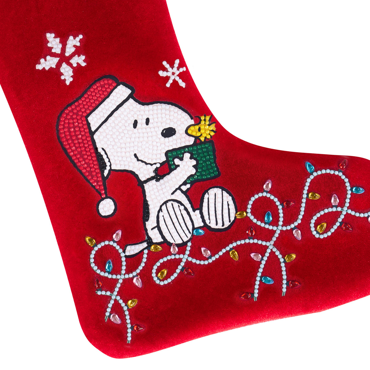 Diamond Painting Christmas Stocking - Snoopy’s Gift 9.45" x 14.6" (24cm x 37cm) / Round with 10 Colors including 4 Special Diamonds / 1,012