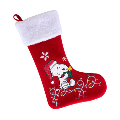 Diamond Painting Christmas Stocking - Snoopy’s Gift 9.45" x 14.6" (24cm x 37cm) / Round with 10 Colors including 4 Special Diamonds / 1,012