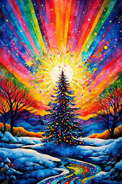 Diamond Painting Christmas Tree Celebration 25.6" x 38.6" (65cm x 97.8cm) / Square with 63 Colors including 2 ABs and 3 Fairy Dust Diamonds / 102,573