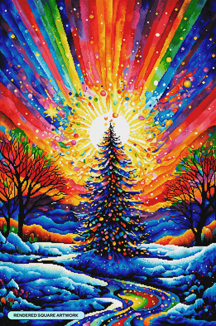 Diamond Painting Christmas Tree Celebration 25.6" x 38.6" (65cm x 97.8cm) / Square with 63 Colors including 2 ABs and 3 Fairy Dust Diamonds / 102,573