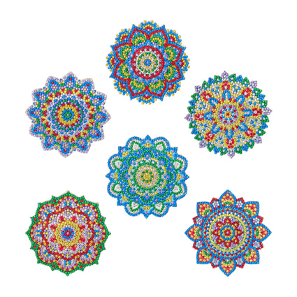 Diamond Painting Coasters - Mandalas 2 4" x 4" (10cm x 10cm) / Round with 7 Colors including 7 Iridescent Diamonds / 5,814