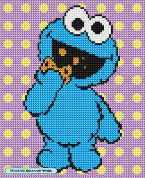 Diamond Painting Cookie Monster™ 9" x 11" (22.7cm x 27.7cm) / Round with 6 Colors including 1 AB Diamonds and 1 Glow in the Dark Diamonds / 8,019