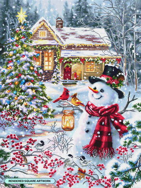 Diamond Painting Cottage in the Snow 27.6" x 36.6" (69.9cm x 92.8cm) / Square with 96 Colors including 2 ABs and 4 Fairy Dust Diamonds / 104,813