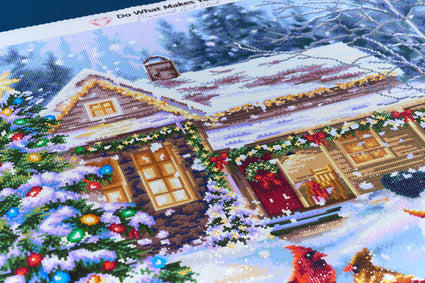 Diamond Painting Cottage in the Snow 27.6" x 36.6" (69.9cm x 92.8cm) / Square with 96 Colors including 2 ABs and 4 Fairy Dust Diamonds / 104,813