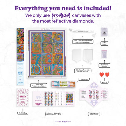 Diamond Painting Counting with the Draglings 27.6" x 35.8" (69.9cm x 90.9cm) / Square with 61 Colors including 2 ABs and 4 Fairy Dust Diamonds / 102,565