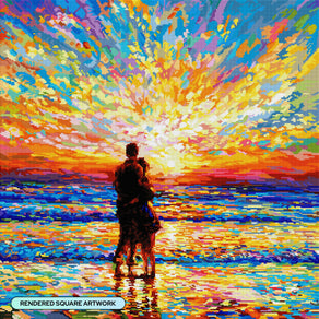 Diamond Painting Couple at the Beach Sunset 25.6" x 25.6" (65cm x 65cm) / Square with 60 Colors including 5 ABs and 1 Fairy Dust Diamond / 68,121