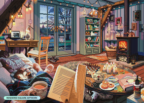 Diamond Painting Cozy Cabin 38.6" x 27.6" (98cm x 70cm) / Square with 89 Colors including 3 ABs and 1 Iridescent Diamond and 2 Fairy Dust Diamonds / 110,433