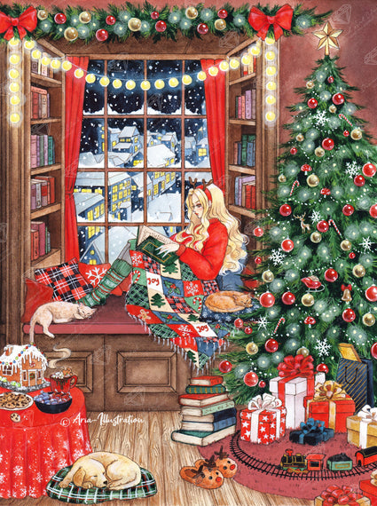 Diamond Painting Cozy Christmas 27.6" x 37" (70cm x 93.8cm) / Square with 58 Colors including 1 AB and 1 Iridescent Diamond and 4 Fairy Dust Diamonds / 105,937