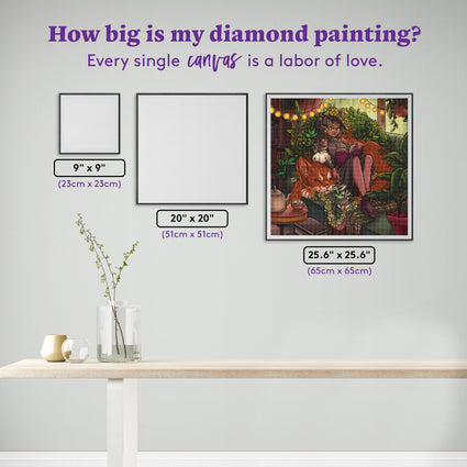 Diamond Painting Cozy Witch 25.6" x 25.6" (65cm x 65cm) / Square with 61 Colors including 1 AB and 4 Fairy Dust Diamonds and 1 iridescent Diamond / 68,121