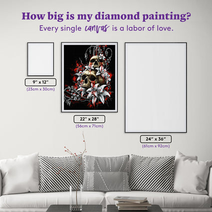 Diamond Painting Crying Skull 22" x 28" (56cm x 71cm) / Square with 24 Colors including 2 ABs / 63,616