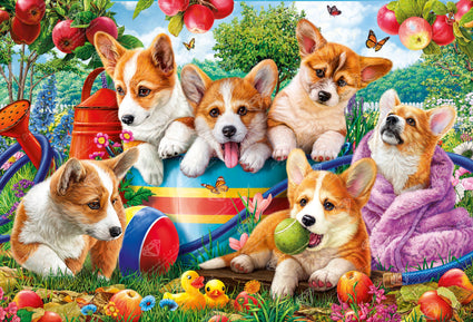 Diamond Painting Cute Puppies 40.6" x 27.6" (102.8cm x 69.9cm) / Square with 68 Colors including 2 ABs and 4 Fairy Dust Diamonds / 116,053