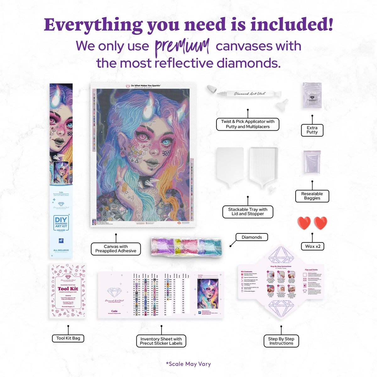 Diamond Painting Cutie 23.6" x 33.5" (60cm x 85cm) / Square with 61 Colors including 2 ABs and 3 Fairy Dust Diamonds / 82,181